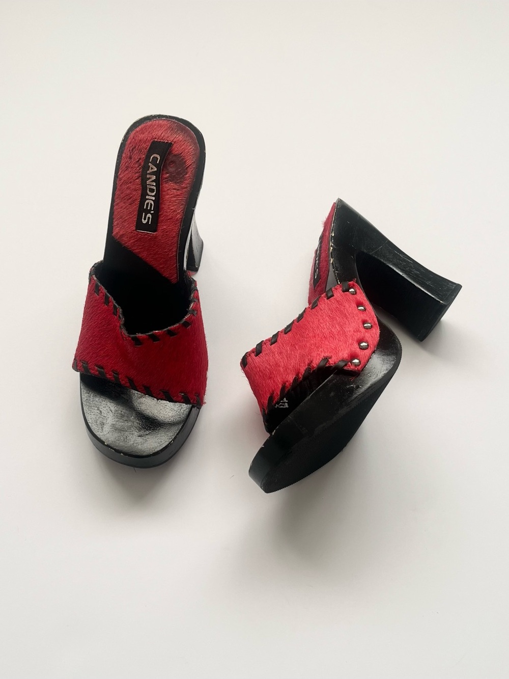 Vintage Y2K Candie’s Pony Hair Platform Mules